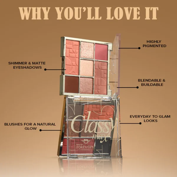 Classy Max 2 Color Blush + 5 Color Eyeshadow Palette