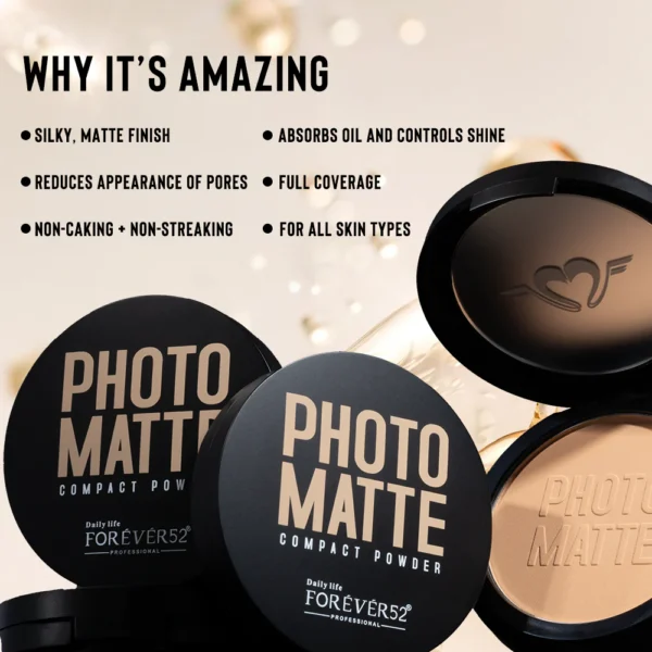 (Forever52 Photo Matte Compact Powder (PMT – بودرة ماتي مضغوطة لتثبيت قوي لبشرة يوم كامل مثالية